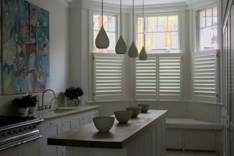 Shutter Installation Cost In Hackney - Bespoke window shutters in a contemporary London kitchen