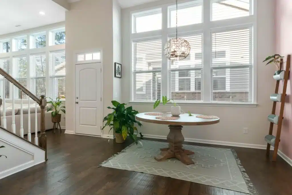 Bright living space featuring bespoke shutter installation in Little Warley by London Essex Shutters and Blinds