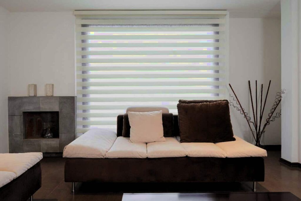 Stunning home interior featuring plantation shutters for an elegant look.