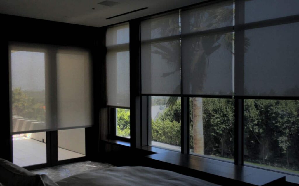 Different materials available for custom-shaped shutters installation.