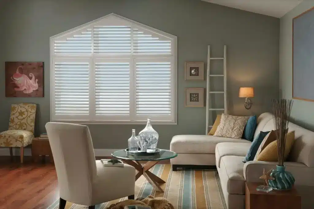 Custom eco-friendly shutters enhancing the aesthetics of a living room
